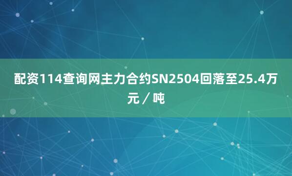 配资114查询网主力合约SN2504回落至25.4万元／吨