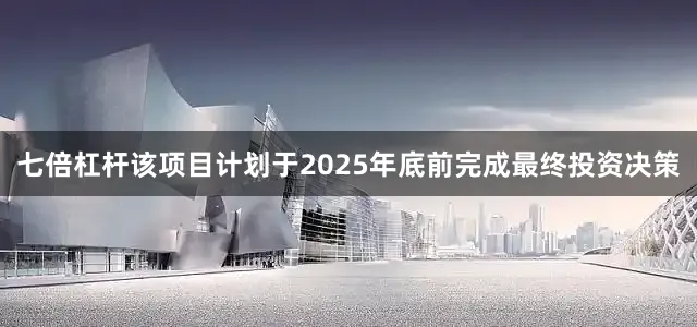 七倍杠杆该项目计划于2025年底前完成最终投资决策